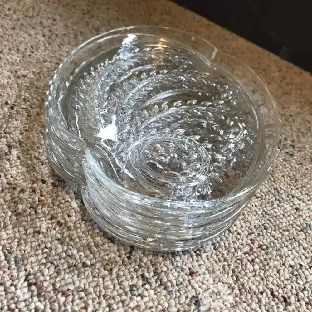4 Pieces Set of Cut  Crystal Glass Plates